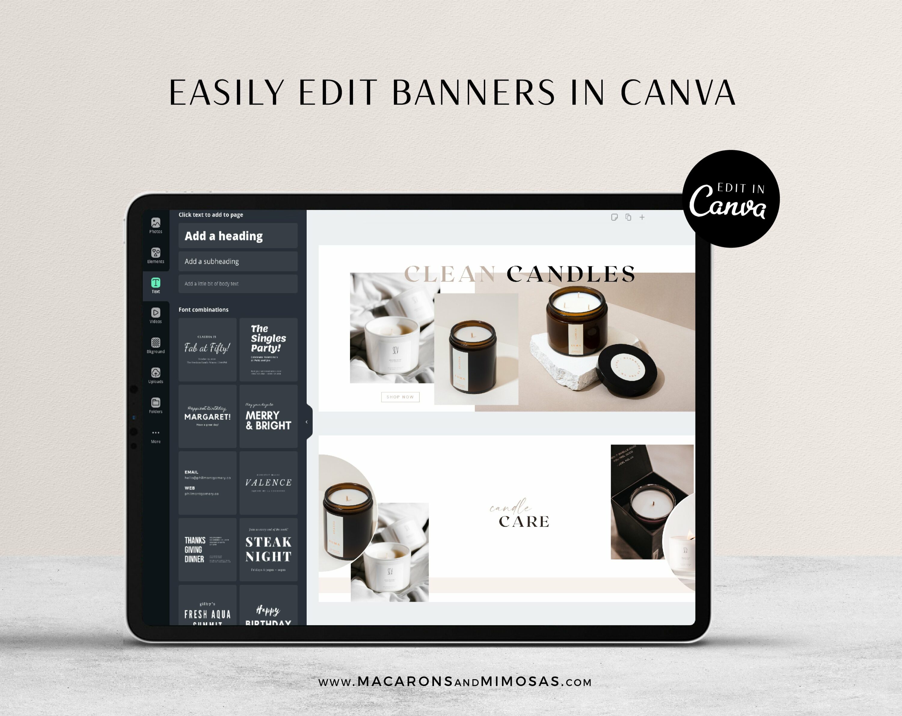 Easily edit banners in Canva.