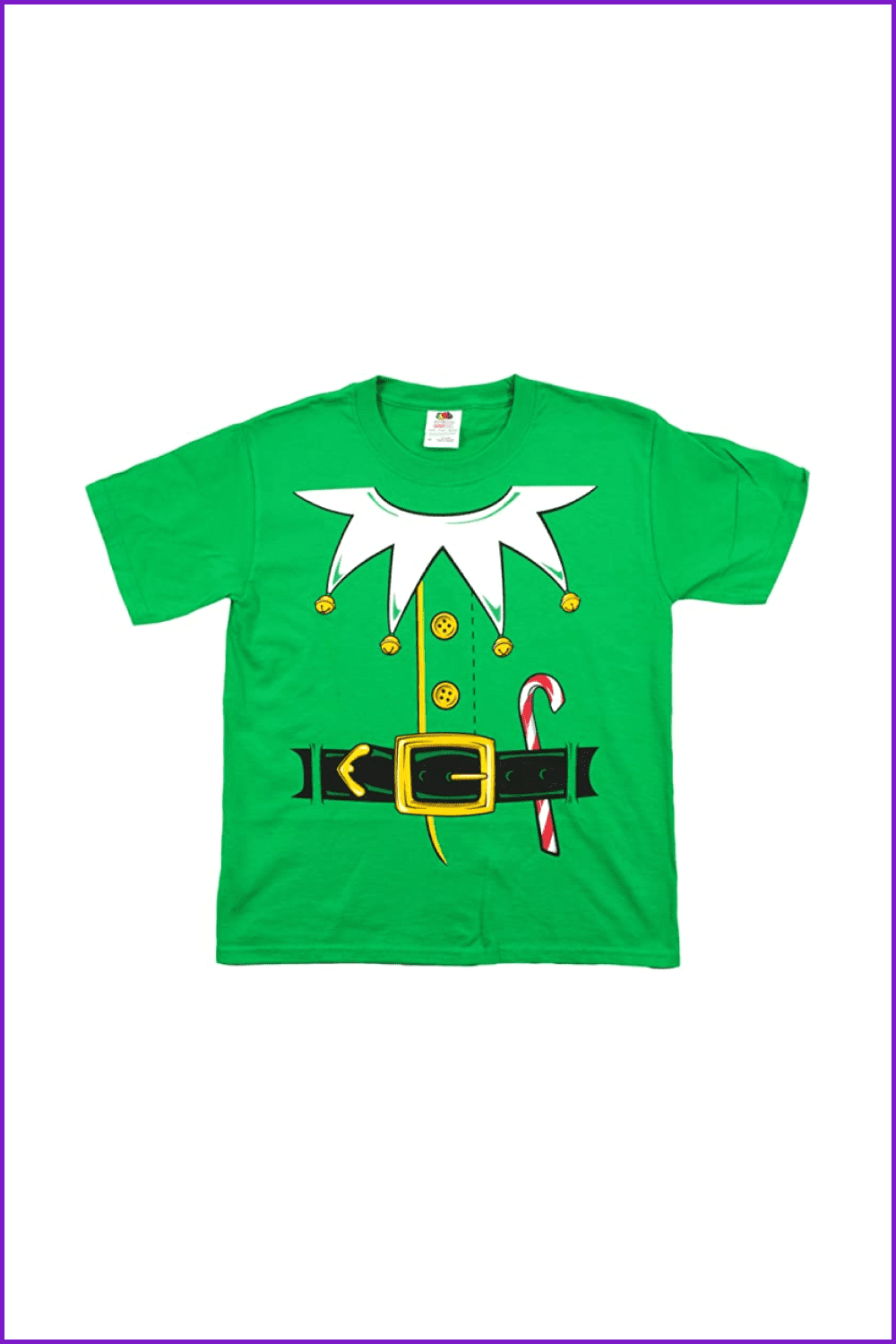Green t-shirt as Elf's Costume.