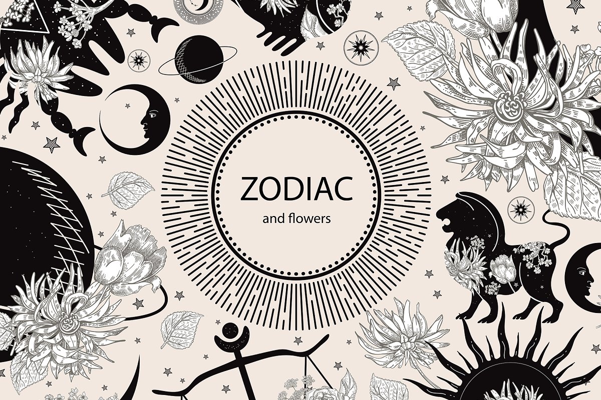 Cover image of Zodiac and flowers.