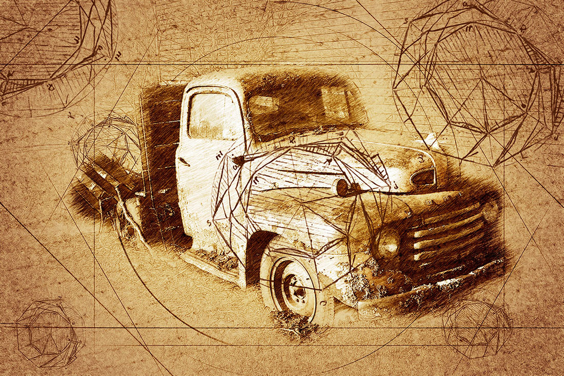 Bundle of 12 Old Trucks HQ Graphics with Country Style for your ideas.