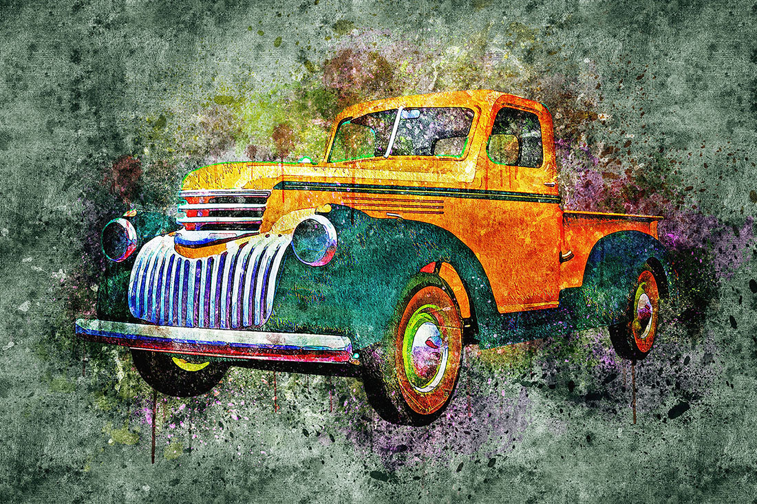 Bundle of 12 Old Trucks HQ Graphics with Grunge Style for flyers.