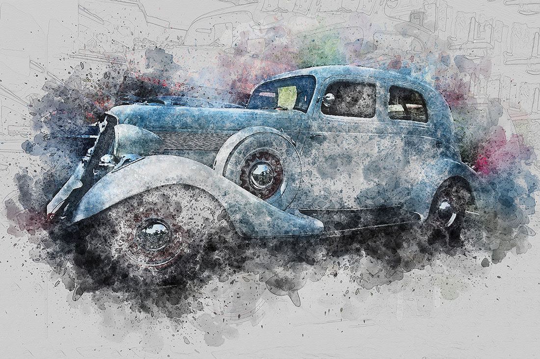 Bundle of 12 Vintage Classic Cars HQ Graphics with Grunge Style for your design.