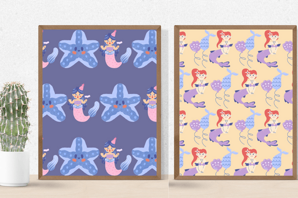 Two cute posters with the mermaids illustrations.