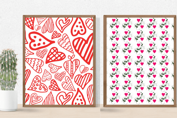 Two posters with so delicate hearts illustrations.