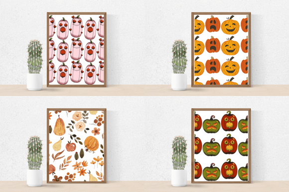Four nice pumpkins posters.