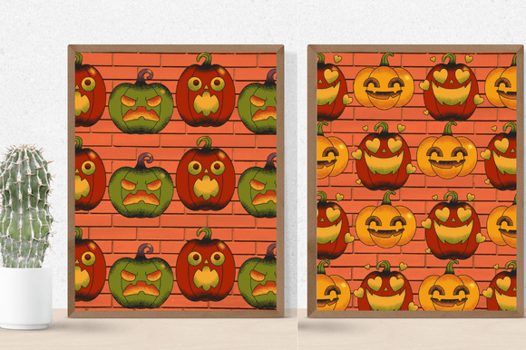 Two Halloween posters with the different pumpkins.