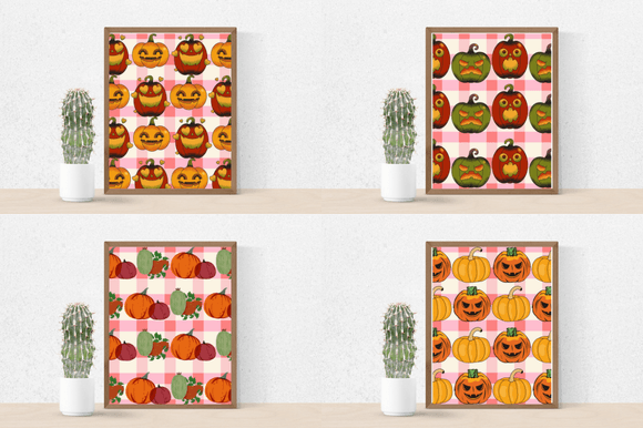 Four halloween pumpkins posters.