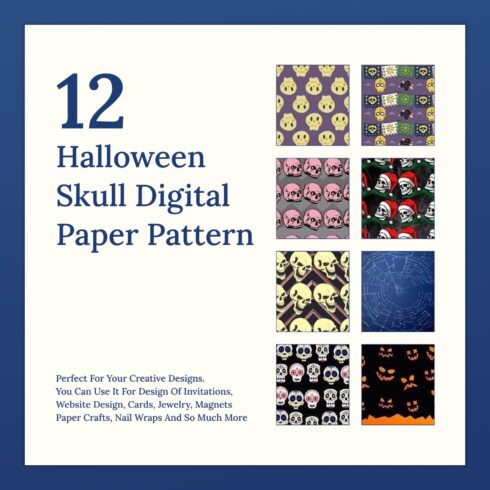 Collection of irresistible paper retro patterns with skulls.