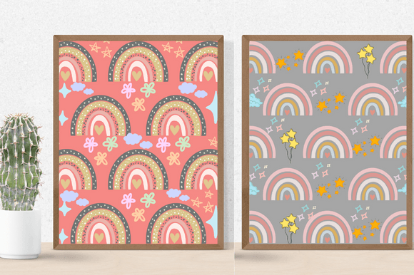 Two calm posters with the rainbows.