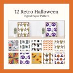 Pack of gorgeous paper retro patterns for halloween theme.