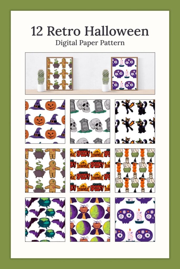 12 Retro Halloween Digital Paper Pattern – MasterBundles