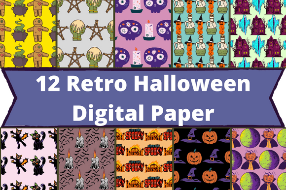 Pack of exquisite paper retro patterns for halloween theme.