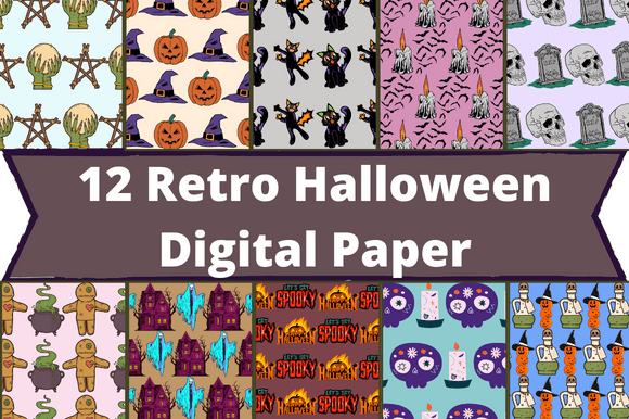 A set of gorgeous halloween-themed paper patterns.