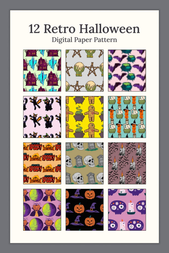 12 Retro Halloween Digital Paper Pattern – MasterBundles