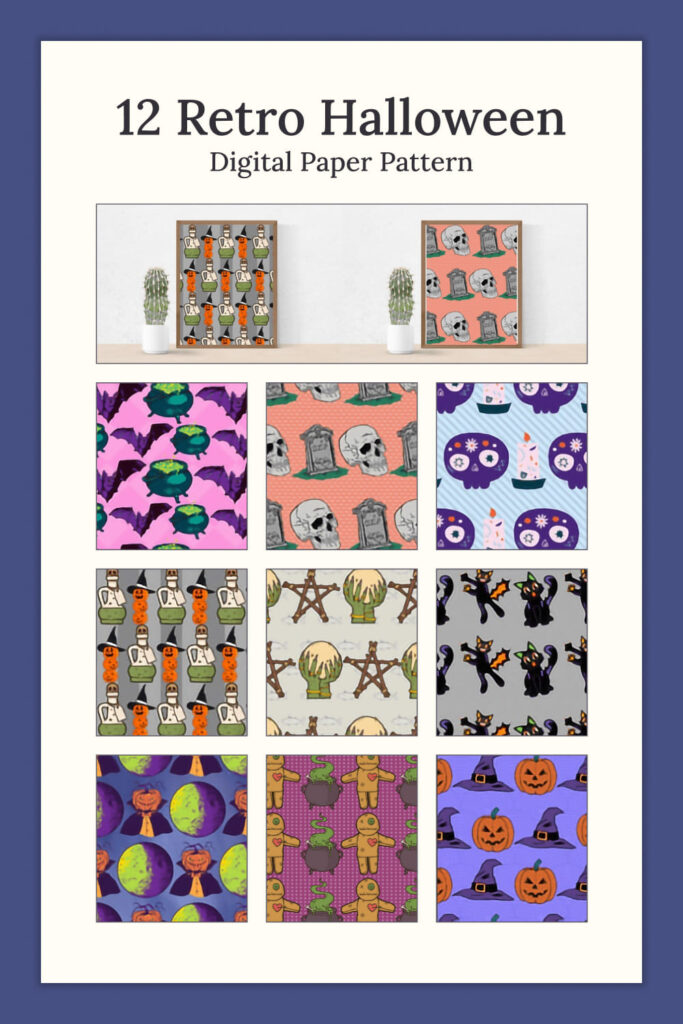 12 Retro Halloween Digital Paper Pattern – MasterBundles