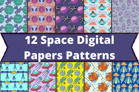 A collection of adorable space-themed paper patterns.