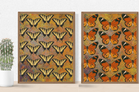 Two vintage posters with the pretty butterflies.