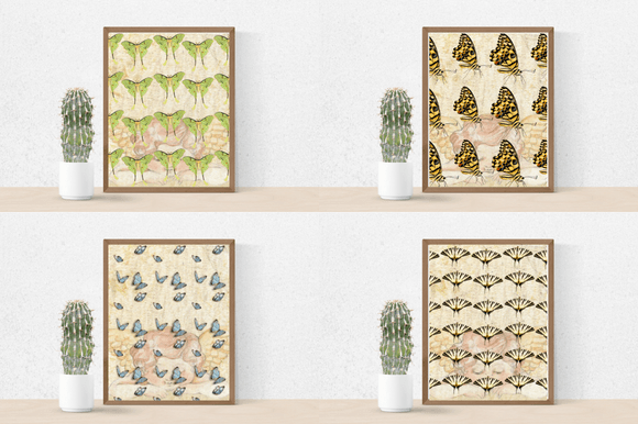 Four vintage posters with the insects.