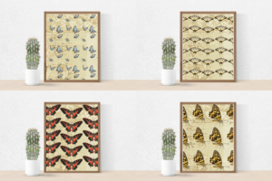 12 Vintage Butterfly Illustration Patterns – MasterBundles