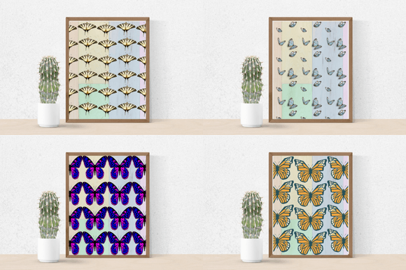 Four posters with the nice kinds of butterflies.