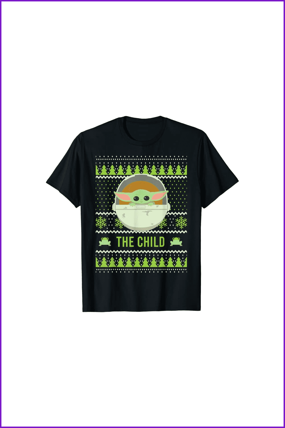 Black t-shirt with a baby Yoda with the words The Child.