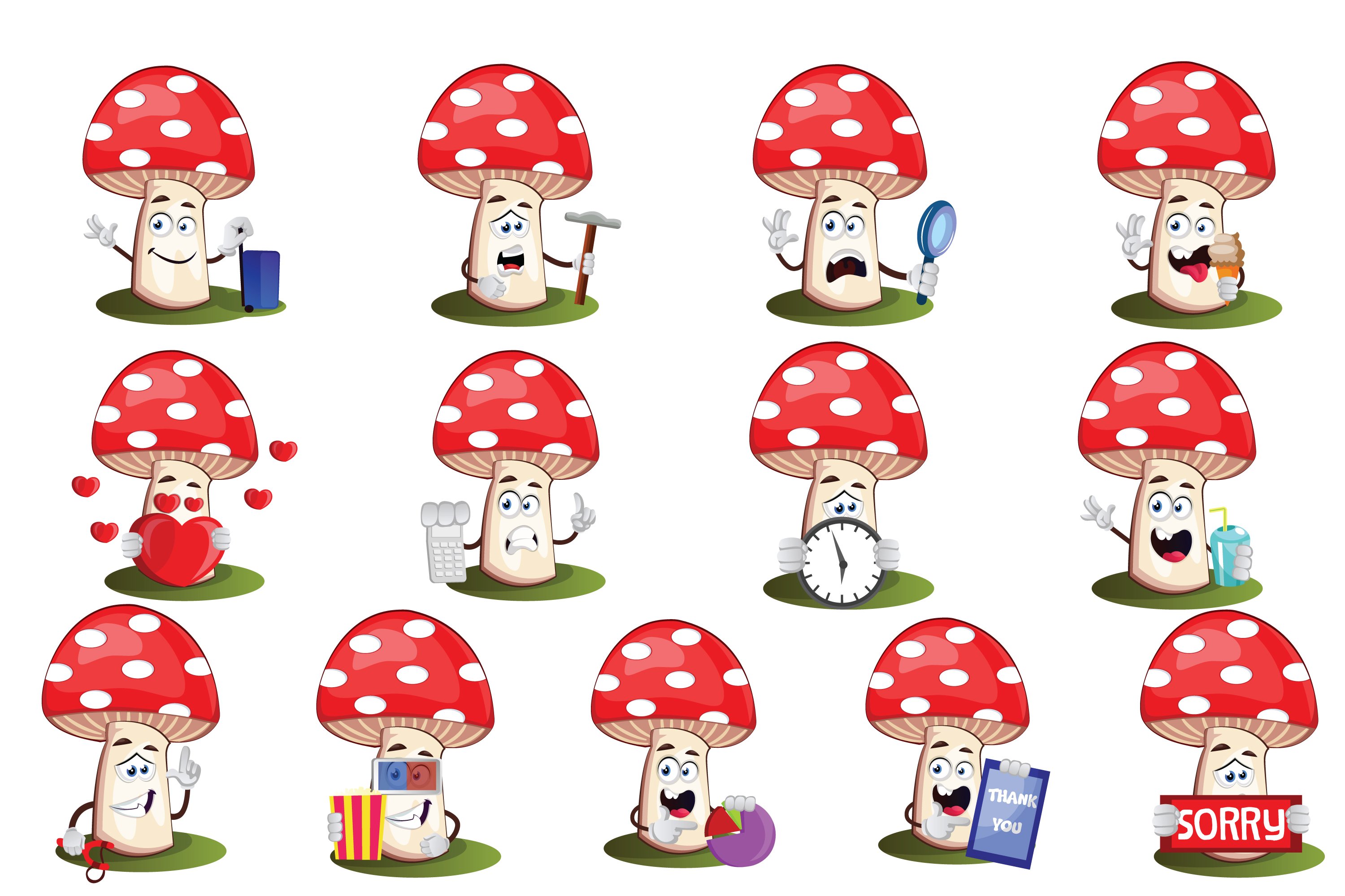 Mushroom collection in different life situation.