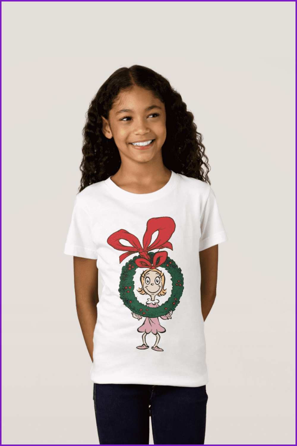Girl in the white t-shirt with Cindy-Lou.