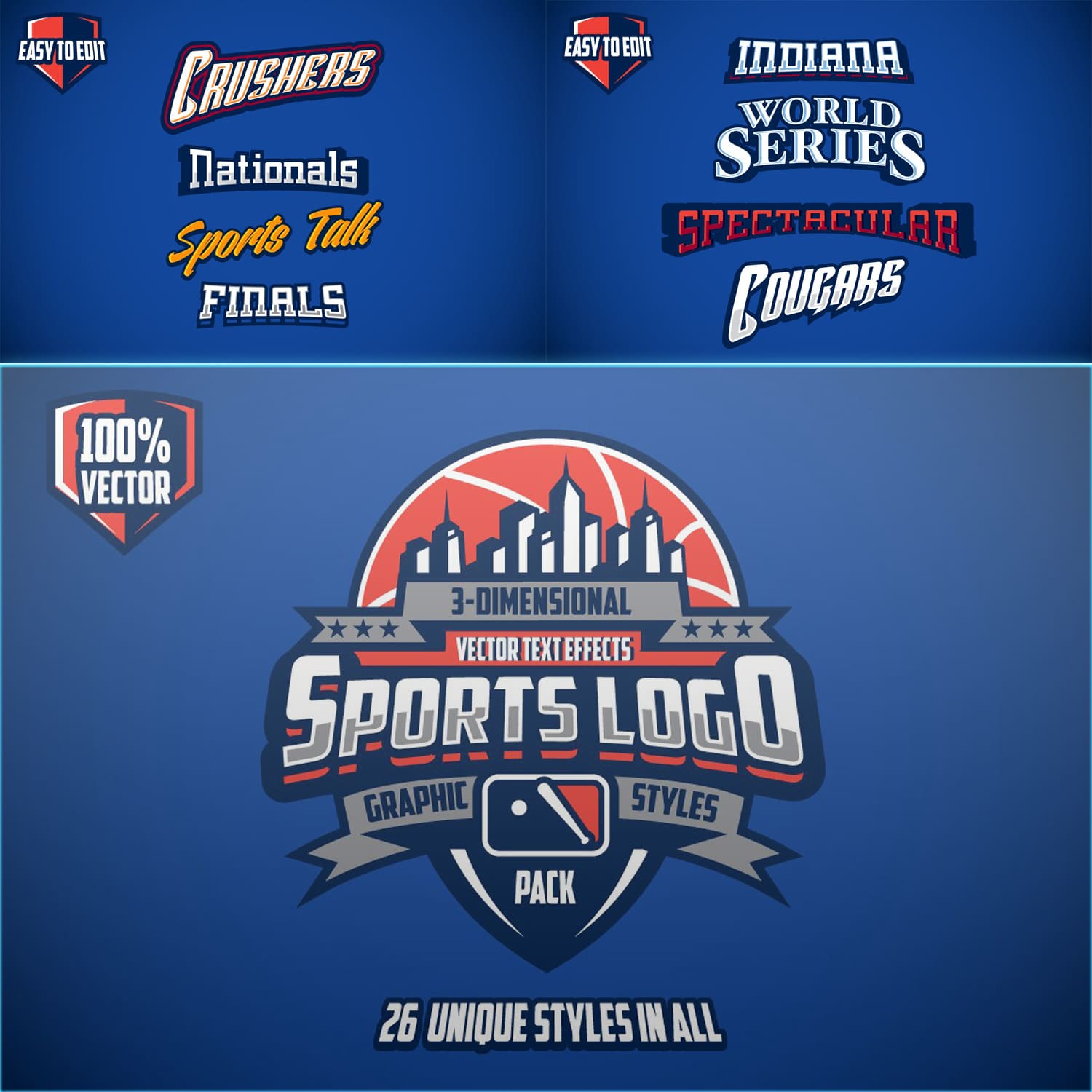 3D Sports Logo Graphic Styles Pack Cover.