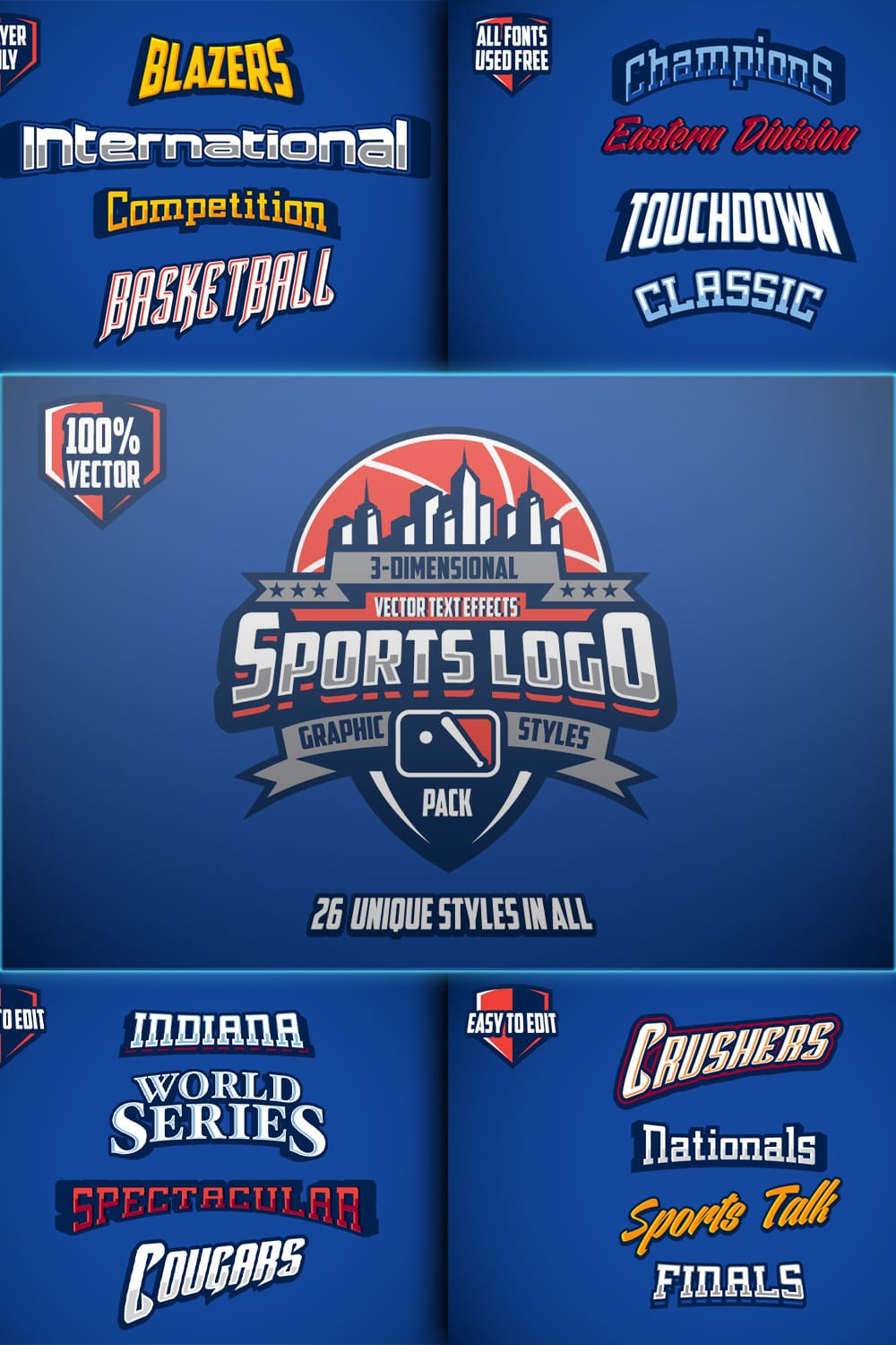 3D Sports Logo Graphic Styles Pack - Pinterest.
