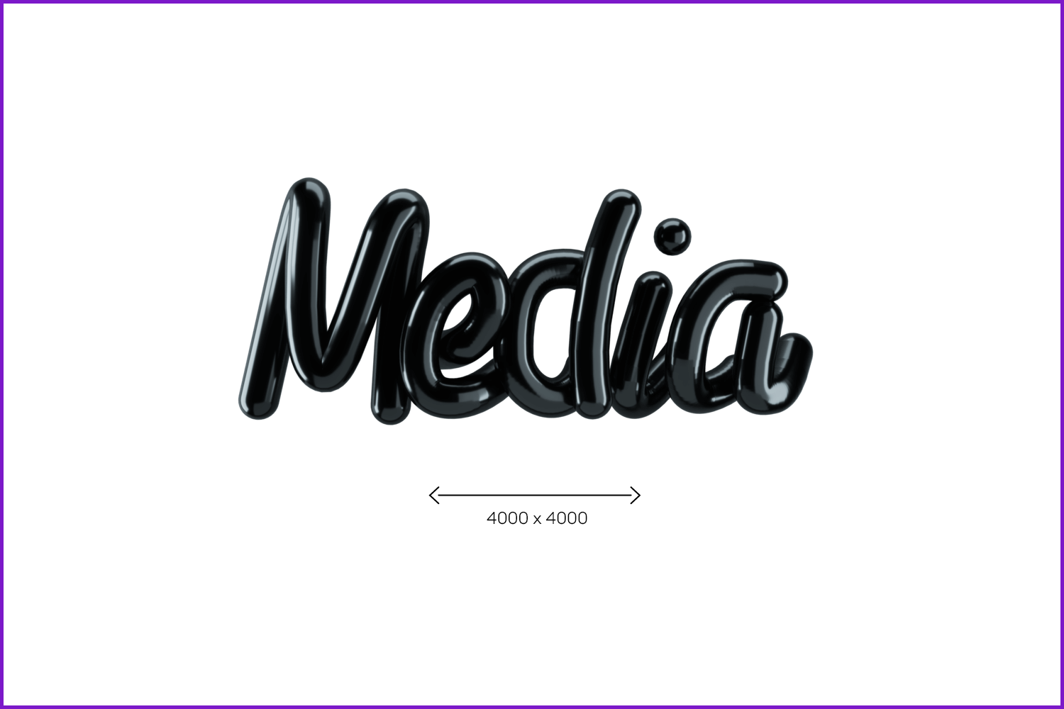 Text Media in 3D black letters on white background.