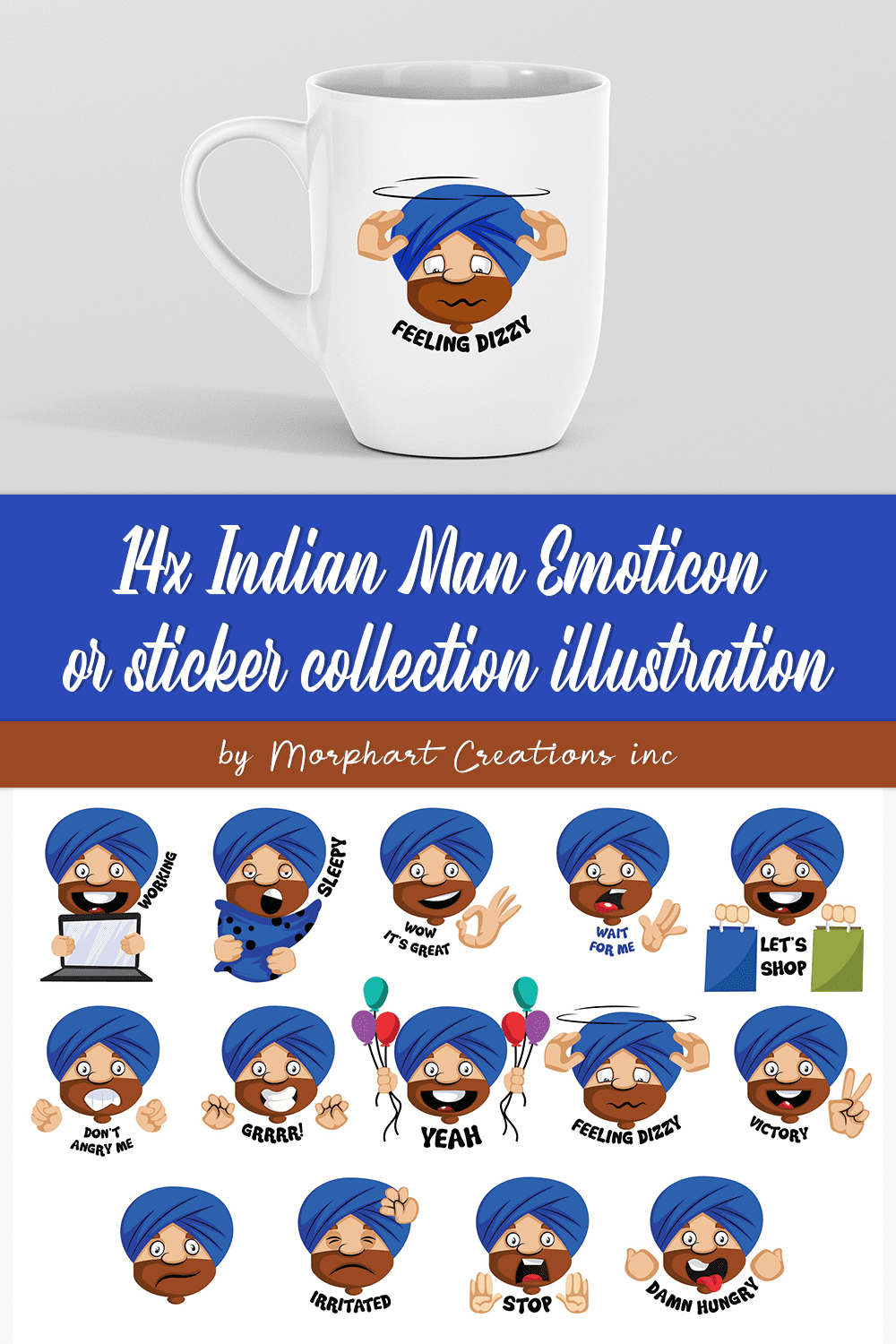Cover with amazing images of Indian man emoticon.