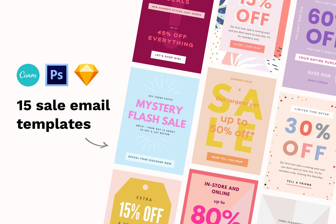 A selection of images of irresistible email design templates.