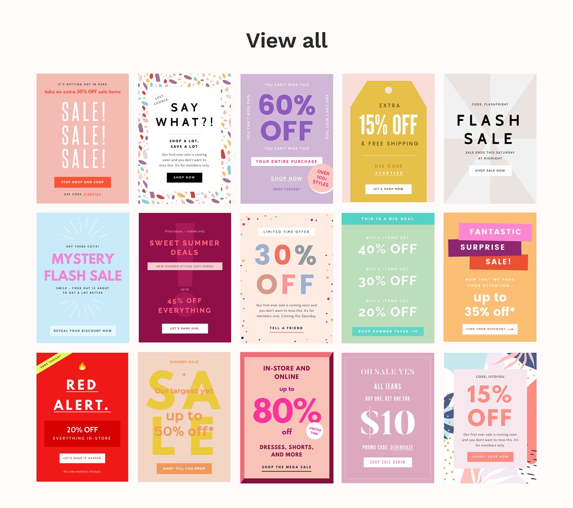 Pack of images of elegant email design templates.