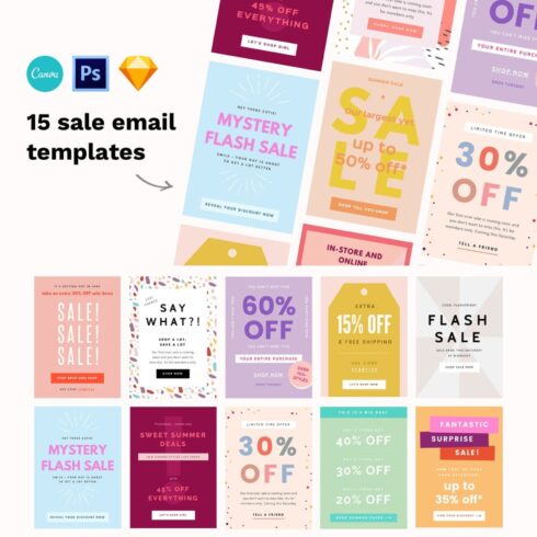 Image set of amazing email design templates.