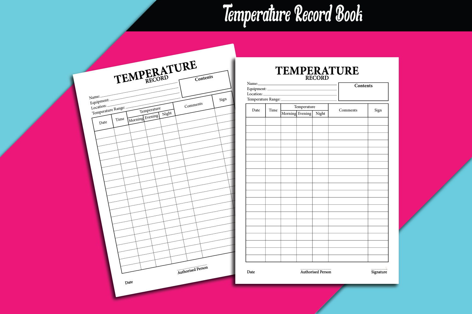 Temperature Log Book - KDP Interiors, pages.