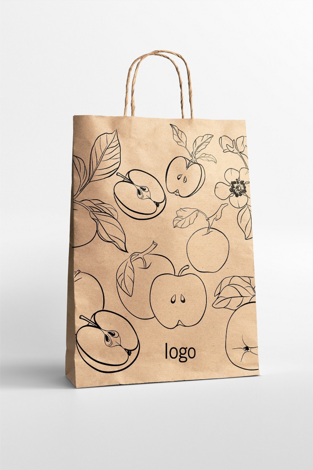 Apple Mockup Bag Design Illustration preview image.