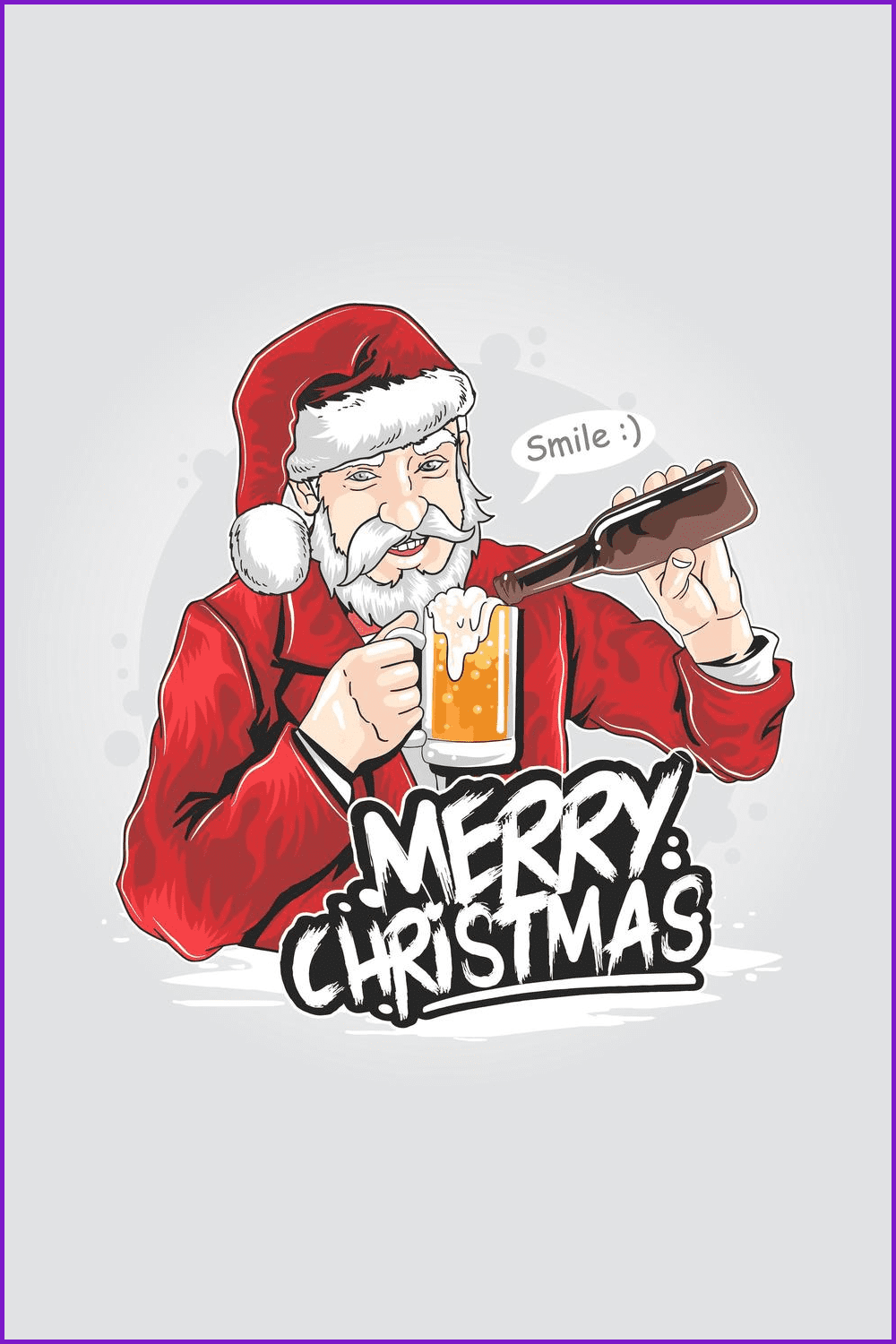 Santa Claus is drinking a beer.