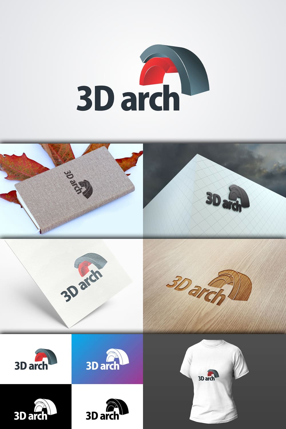 3D Arch Logo Design Template - pinterest image preview.