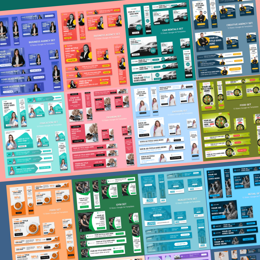 16 Sets of google banner ad designs for 15 MasterBundles