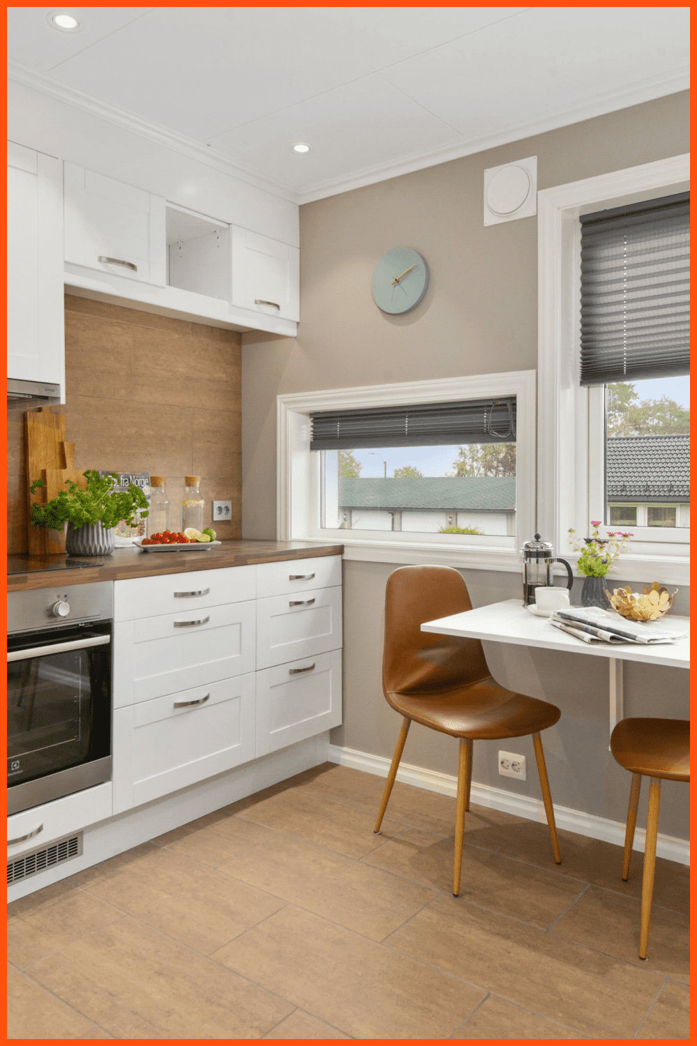 Background in the form of a spacious bright kitchen.