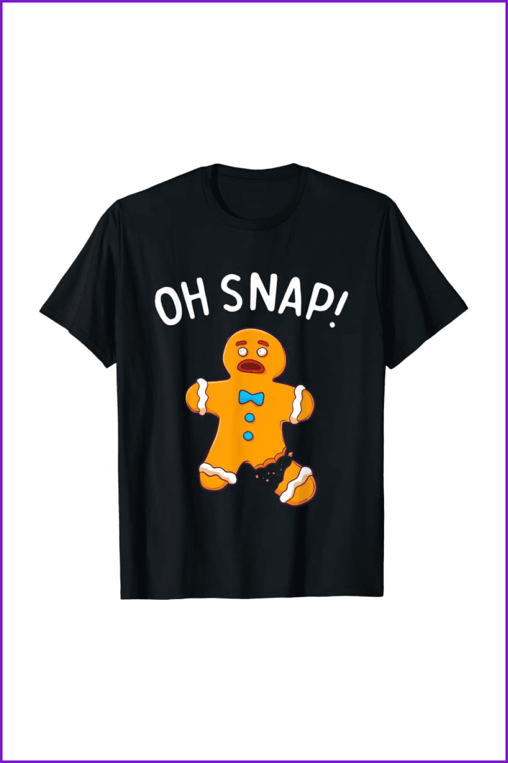 Black t-shirt with Gingerbread with a severed leg.