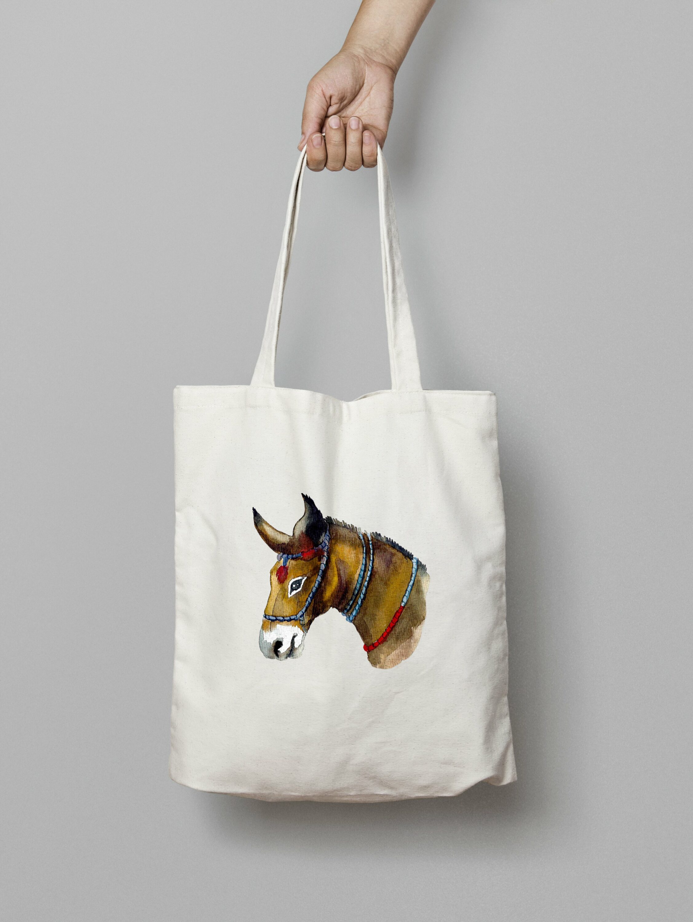 White eco bag with the horse.