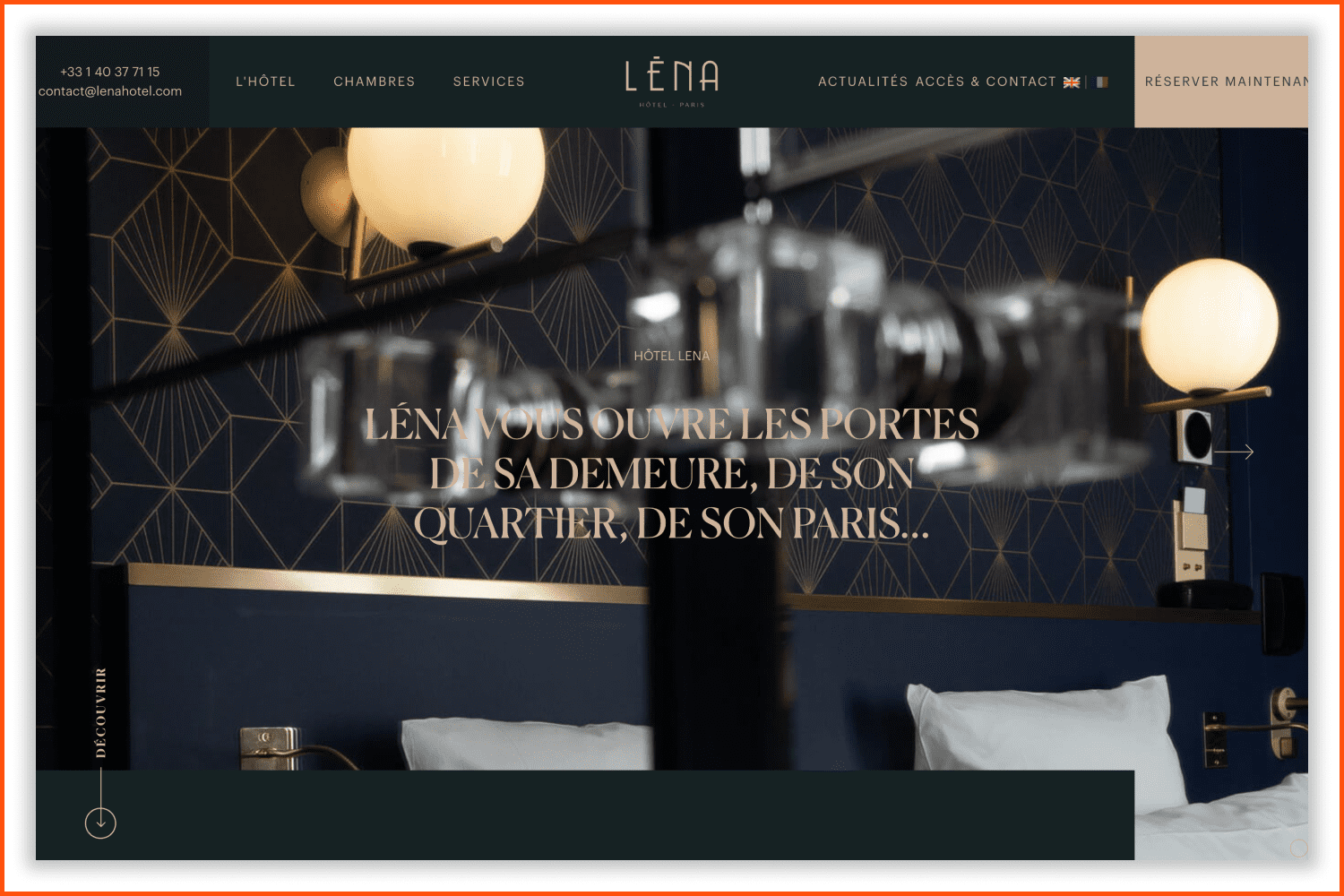 Screenshot of the Art Deco hotel Lena website.