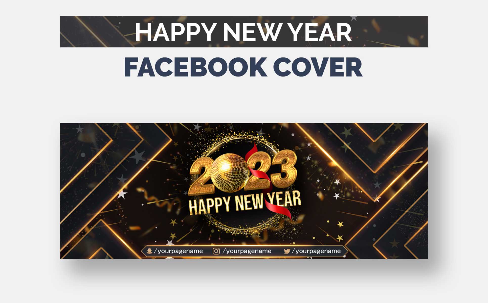 Happy New Year Facebook cover preview image.