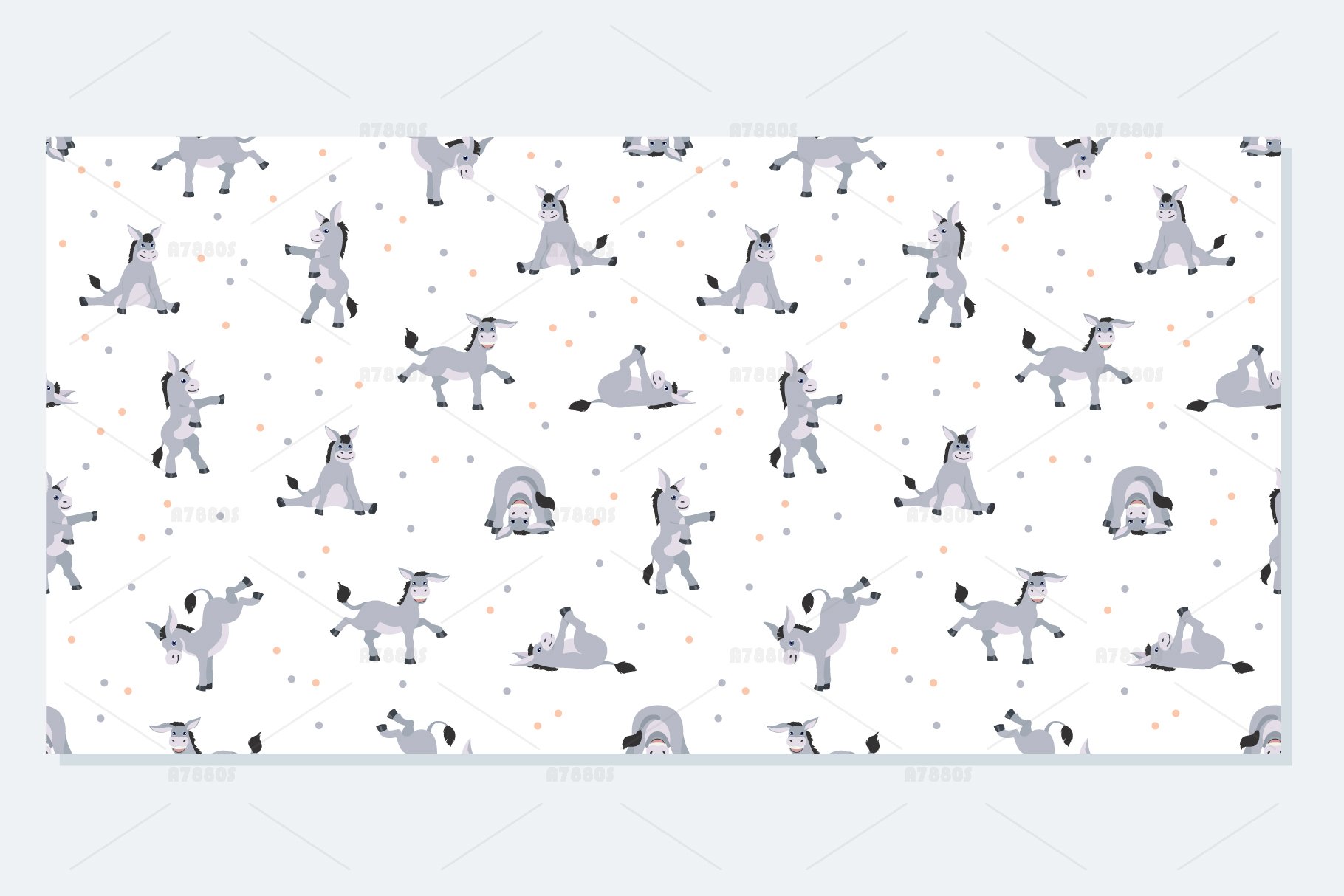 Cute pattern with the donkey asanas.