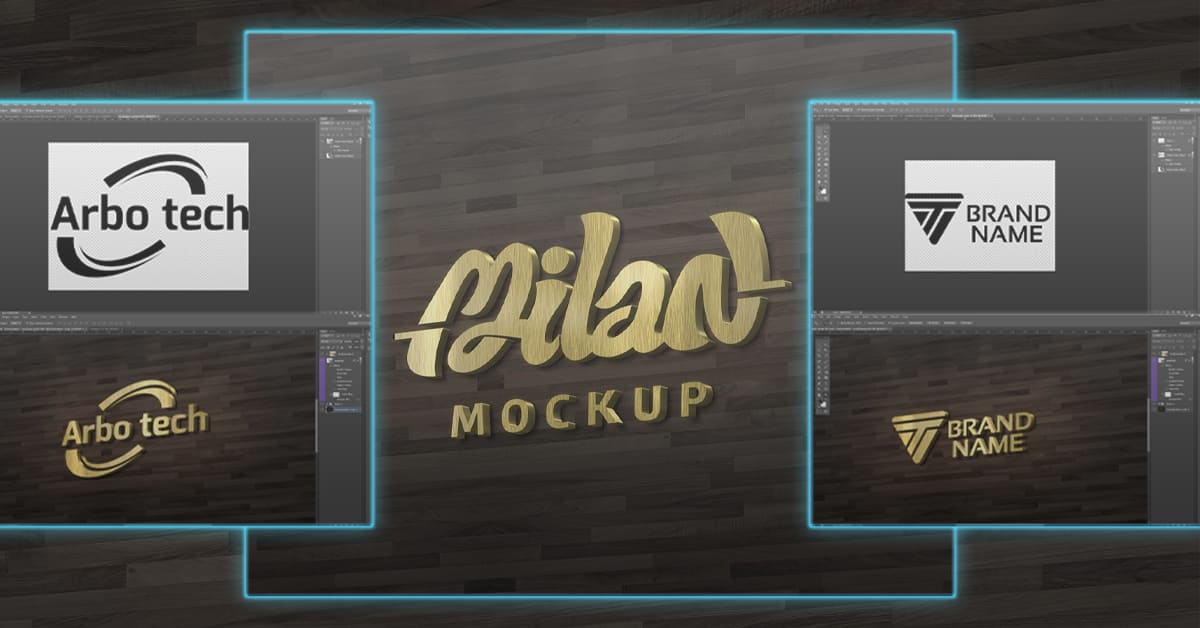 Lettering 3D Mockup Gold - Facebook.