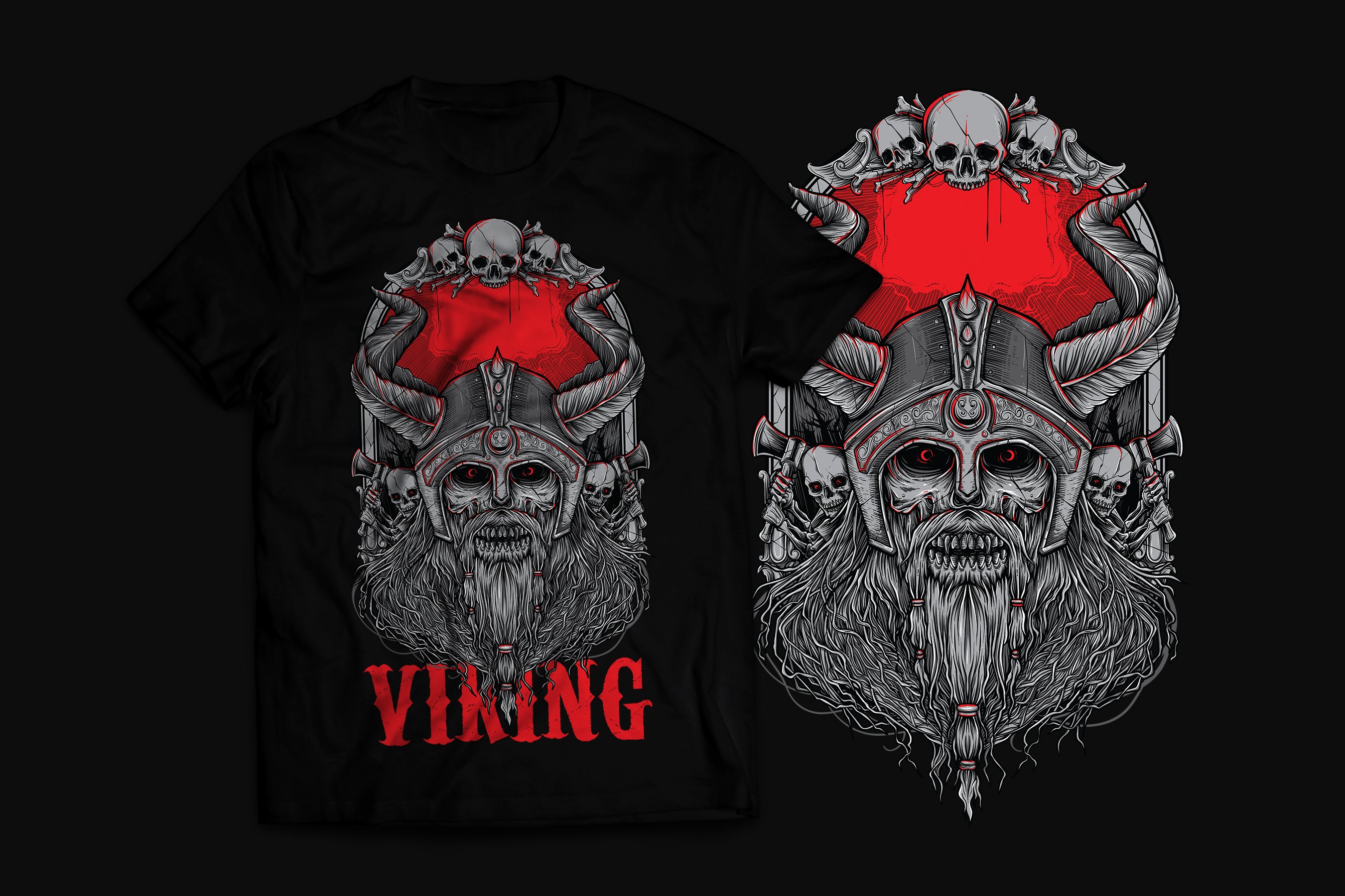 Black t-shirt with the cool viking skull.