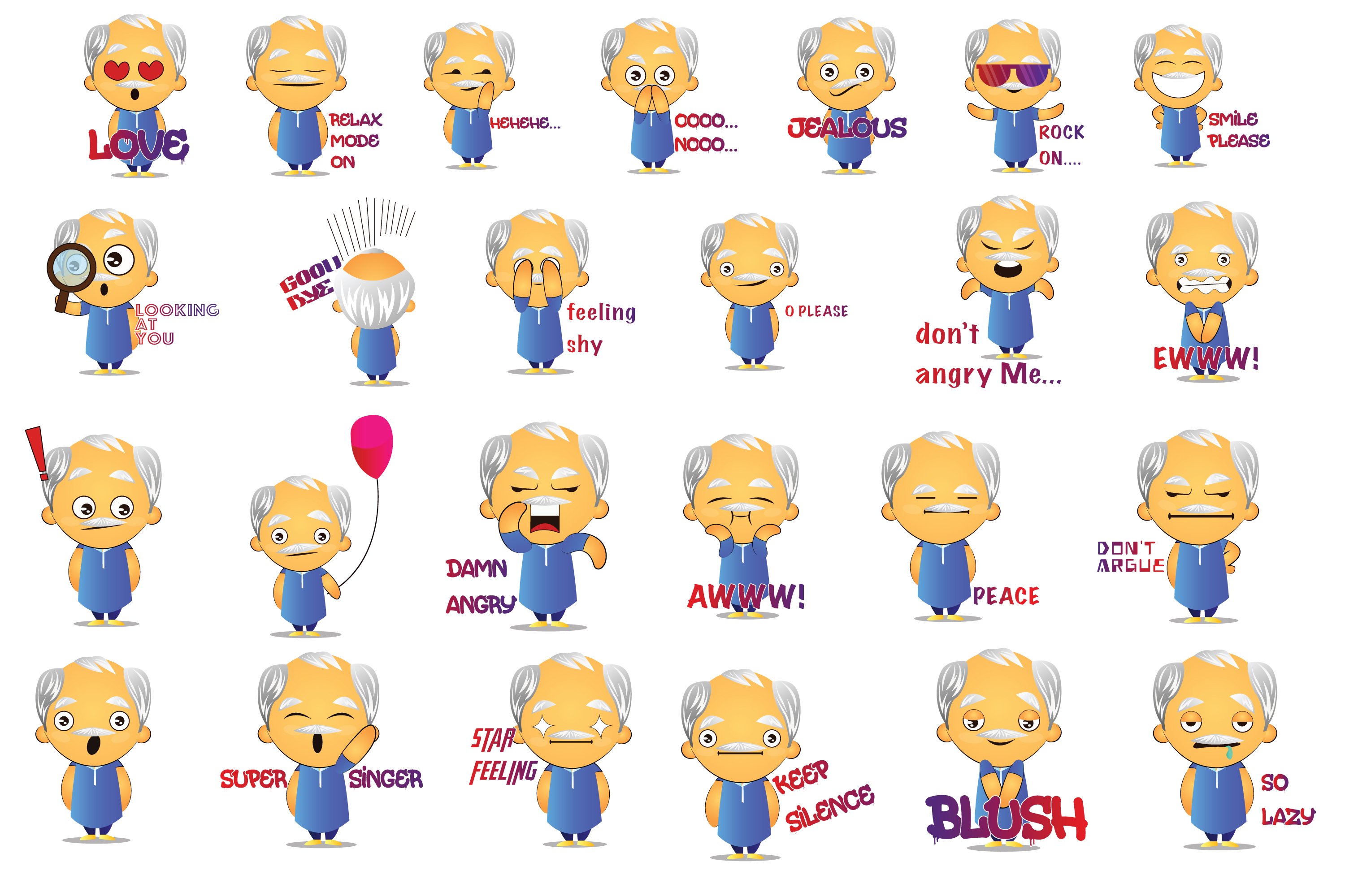 Grandpa emotions collection.