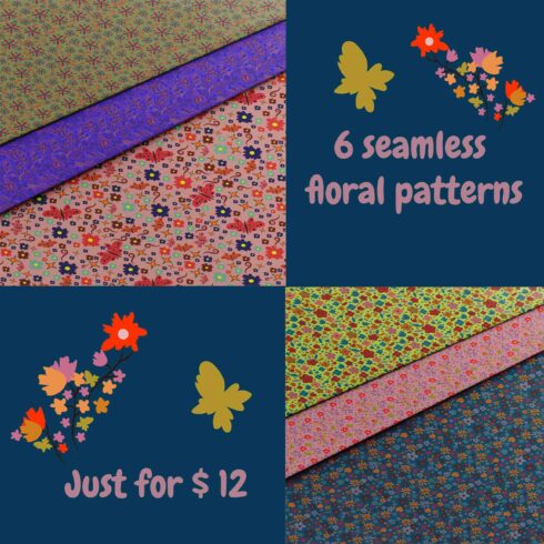 6 Seamless Floral Patterns Only in $12 cover image.