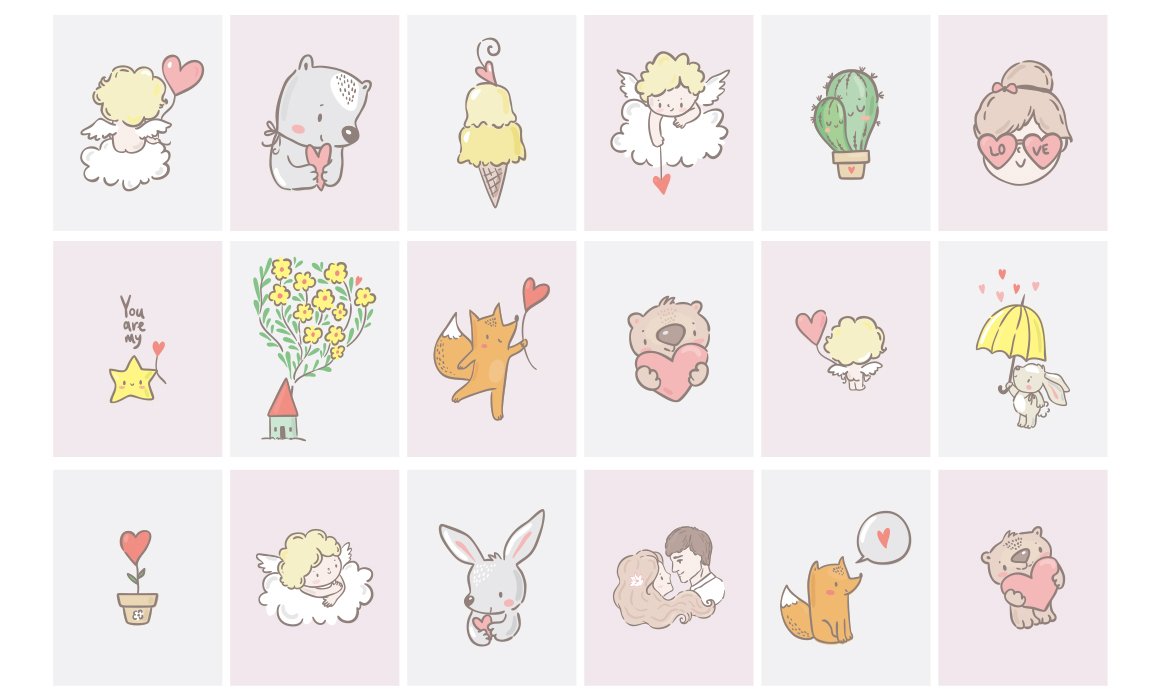Diverse of delicate animals for your love illustration.